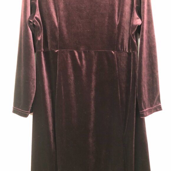 Willowridge Vintage Burgundy Red Women's 18 Velour Velvet Whimsigoth Maxi Dress - Picture 3 of 10